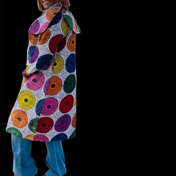 Kweenzyafrik Vintage Luxury Ankara Multi patterned  studded cape open jacket - Picture 1 of 17
